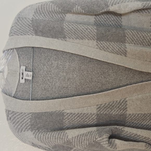 ✨ William Rast Gray Plaid Open Front Cardigan Sweater M – Cozy Longline Layer - Picture 5 of 6